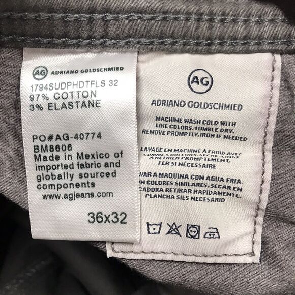 ADRIANO GOLDSCHIED Everett Jean Men 36x32 Olive Green Glen Check Slim Straight - Picture 9 of 15